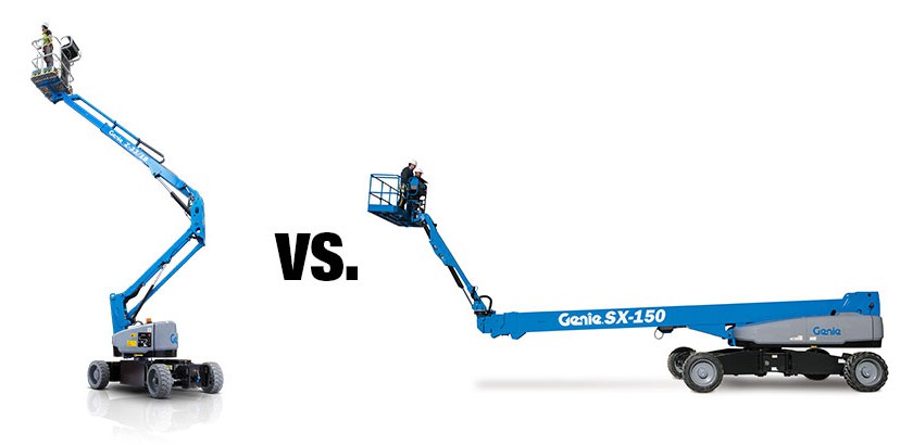 What is the difference between an articulating boom and a telescopic boom?