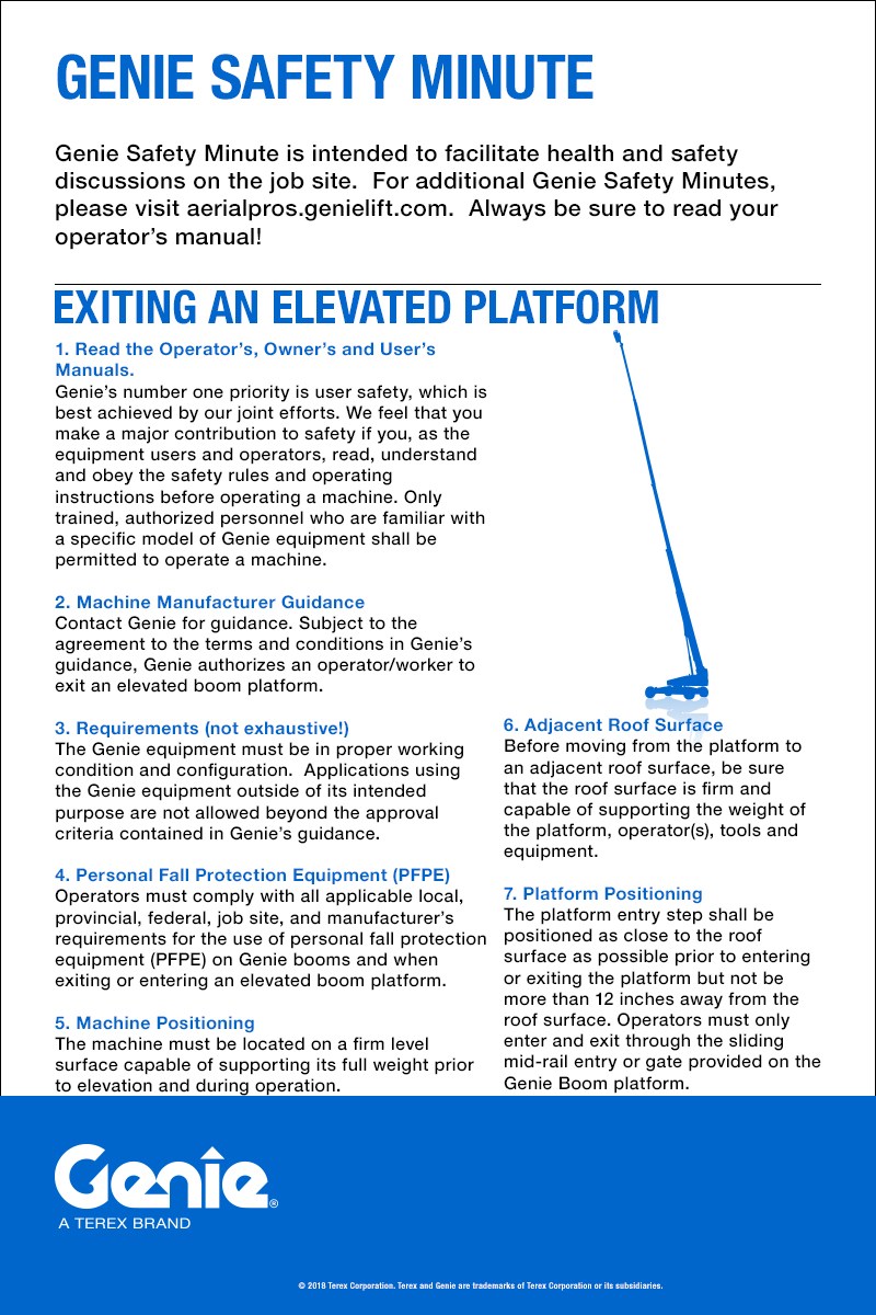 Genie Safety Minute: Exiting an Elevated Platform