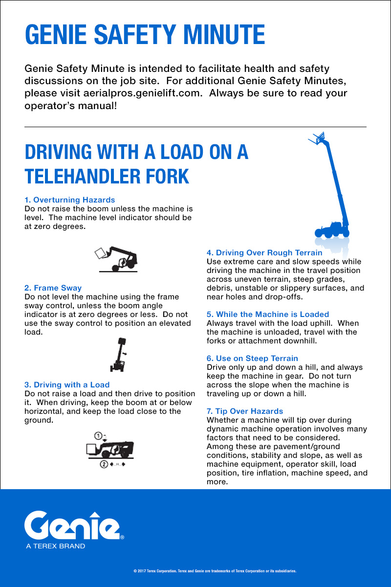 Genie Safety Minute: Driving with a Load on a Telehandler Fork
